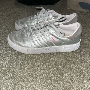 Silver metallic adidas Gazelles!
